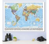 Hyper Mart World Map Poster With Country Flags White Framed - 96.5 x 66 cms -Approx 38 x 26 inches