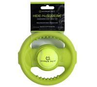 Hyper Pet Hide-N-Squeak Wheel Dog Toy Rubber Wheel and Tennis Ball Fetch Chew Toy for Dogs Interactive Treat Toy