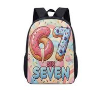 Hyper-Pop 67 Dessertcore Backpack - Artistic Food-ified Numeral Print - 17 Inch Durable Aesthetic Daypack for Daily Commute & Travel