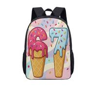 Hyper-Pop 67 Dessertcore Backpack - Artistic Food-ified Numeral Print - 17 Inch Durable Aesthetic Daypack for Daily Commute & Travel