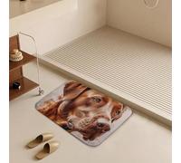 Hyper Realistic Dog Bath Mat Rug - Super Soft Absorbent Bathroom Rugs Non-Slip Quick Dry Washable Bathroom Floor Mat for Shower Tub, Coral Velvet Kitchen & Entryway Rugs 19.7"x31.5"