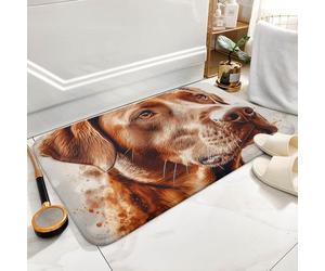 Hyper Realistic Dog Bath Mat Rug - Super Soft Absorbent Bathroom Rugs Non-Slip Quick Dry Washable Bathroom Floor Mat for Shower Tub, Coral Velvet Kitchen & Entryway Rugs 15.7"x23.6"