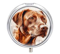 Hyper Realistic Dog Pill Box - 3 Compartment Travel Pill Organizer with Small Mirror, Portable Pillcase for Pocket & Purse, Cute Round Medicine Case, Weekly Medicine Container