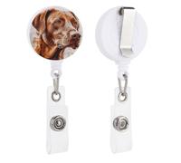 Hyper Realistic Dog Retractable Badge Reel - Personalized ID Name Badge Holder with Lanyard Cute Badges Reel Holder Round Nurse Doctor Name Tag Badges Clip for Work