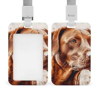 Hyper Realistic Dog Retractable ID Badge Holder with Lanyard - Vertical Badge Reel,Keychain Clip,Name Tag Id Card Holder Protector for Nurse Officer Teacher Security Staff Women Men