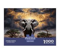 Hyper-realistic Elephant 。 Puzzles Age 14+ for Adults 1000 。s African Animals 1000 Piece 。 Puzzles for Adults 70x50cm/1000pcs