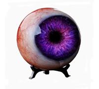 Hyper-Realistic Monster Eye Decor - 3D Eyeball Ornament with Stand, Creepy Realistic Eyeball Sculpture, Unique Horror Gift for Halloween, Gothic & Dark Home Decor Lovers (Purple)