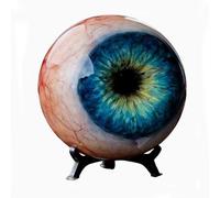 Hyper-Realistic Monster Eye Decor - 3D Eyeball Ornament with Stand, Creepy Realistic Eyeball Sculpture, Unique Horror Gift for Halloween, Gothic & Dark Home Decor Lovers (Blue)