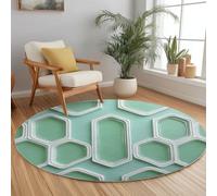 Hyper-Realistic Style Round Area Rugs 160 cm Geometric Hexagonal Glass Bricks Soft Fluffy Carpet Mat, Circle Area Rug Non Slip Washable Doormat Bedside Carpet for Living Room Bedroom Kitchen Floor Mat