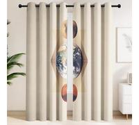 Hyper-Realistic Theme Curtains 100% Blackout, Beige Windows Drapes, Insulated Thermal Eyelet Blackout Curtains Earth Mars Universe Minimalist Science Home Decor W 29.5" x L 65"