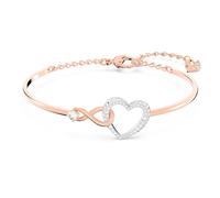 Hyperbola bangle, Infinity and heart, White, Mixed metal finish