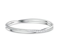 Hyperbola bangle, Round cut, White, Rhodium plated