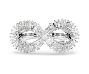 Hyperbola cocktail ring, Infinity, White, Rhodium plated