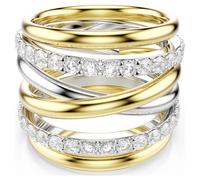 Hyperbola cocktail ring, Round cut, White, Mixed metal finish