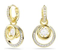 Hyperbola drop earrings, Round cut, White, Gold-tone plated