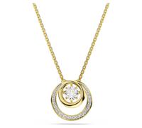 Hyperbola Gold Tone Plated Round Cut Crystal Pendant Necklace