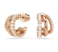 Hyperbola hoop earrings, Mixed cuts, Mini, White, 18K rose gold finish