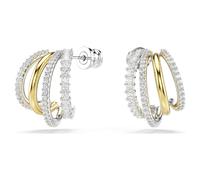 Hyperbola hoop earrings, Mixed cuts, Mini, White, Mixed metal finish