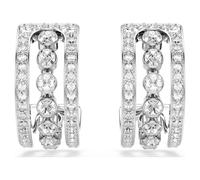 Hyperbola hoop earrings, White, Rhodium plated