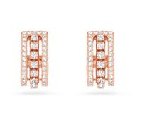 Hyperbola hoop earrings, White, Rose gold-tone plated