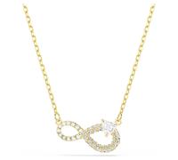 Hyperbola necklace, Heart cut, Pavé, Infinity, White, Gold-tone plated