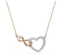 Hyperbola necklace, Infinity and heart, White, Mixed metal finish