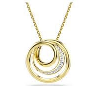 Hyperbola necklace, Round cut, White, 18K gold finish