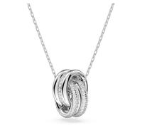 Hyperbola pendant, Intertwined circles, White, Rhodium plated