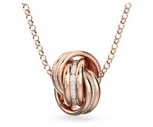 Hyperbola pendant, Intertwined circles, White, Rose gold-tone plated