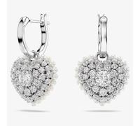 Swarovski Hyperbola Rhodium Plated White Heart Dropper Earrings 5684384