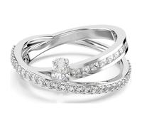 Hyperbola ring, Mixed cuts, White, Rhodium plated