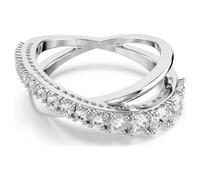 Hyperbola ring, Mixed cuts, White, Silver-tone finish