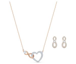 Hyperbola set, Infinity and heart, White, Mixed metal finish