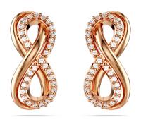 Hyperbola stud earrings, Infinity, White, 18K rose gold finish