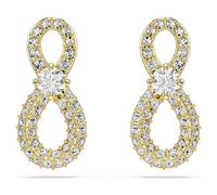 Hyperbola stud earrings, Round cut, Pavé, Infinity, White, Gold-tone plated