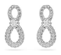 Hyperbola stud earrings, Round cut, Pavé, Infinity, White, Rhodium plated