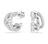 Hyperbola White Rhodium Plated Round Cut Crystal Hoop Earrings