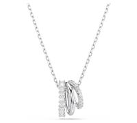 Hyperbola White Rhodium Plated Round Cut Crystal Pendant Necklace