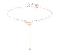Hyperbola Y necklace, Infinity, White, Rose gold-tone plated