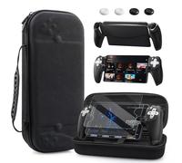 HYPERCASE Carrying Case for Playstation Portal Remote Player Console, Portable Travel Handbag for PS5 Accessories Storage, with Split Silicone Protective Cover, Screen Protection & Thumb Caps -Black
