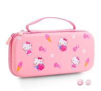 HYPERCASE Pink Travel Carrying Case for Nintendo Switch or OLED, Cute Portable Switch Carry Bag of Hello Kitty with 10 Card Slots & 2 Thump Caps, for NS/OLED Console, Joycon Grip, Accessories Storage
