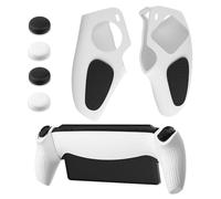 HYPERCASE Soft Grip Case for Playstation Portal Remote Player, Anti-Slip Silicone Handle Protective Cover Anti-Scratch Skin for PS5 Portal Left and Right Controller with 4 Thump Caps - White&Black
