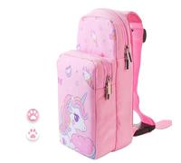 HYPERCASE Travel Bag for Nintendo Switch/OLED/Lite, Pink Shoulder Storage Bag for Unicorn, Portable Carrying Backpack for Games Accessories Console & Dock Charger, Bundle with 2 Cute Thumb Grip Caps