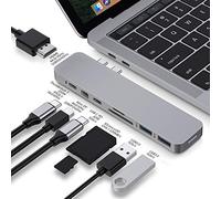 HyperDrive USB C Hub 8-in-2 Sanho MacBook Pro Hub with HDMI Mini Displayport Thunderbolt 3 USB-C 3.0 Power Delivery SD/Micro SD Card Reader Usb C Dongle for MacBook Pro 2020 2019 Gray