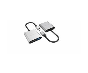 HyperDrive USB C to Hdmi 4k, USB-A 3.0 and 60W USB-C Adaptor | 3-In-1 Adapter for Macbook, Ultrabook, Chromebook and USBC Devices | Hyperdrive by Sanho | Silver