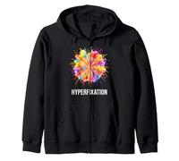 Hyperfixation Rainbow Splash Neurodivergent Adult Zip Hoodie
