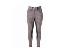 HyPERFORMANCE Frayer Ladies Breeches - Chocolate Brown/Pink Check - 32 inch