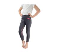 HyPERFORMANCE Stella Children's Riding Tights - Iron Grey/Pink - 9-10 Years