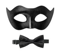 HyperFun Masquerade Mask for Men with Bow Tie Venetian Mens Masquerade Mask for Halloween Mardi Gras Prom Ball Party