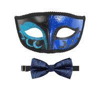 HyperFun Masquerade Mask for Men with Bow Tie Venetian Mens Masquerade Mask for Halloween Mardi Gras Prom Ball Party